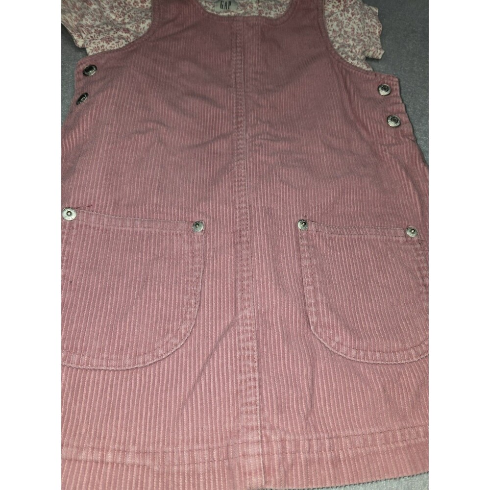 GAP Kids Pink Corduroy Jumper Dress Floral Tee 2 Piece XS 3-4 NWOT - Picture 5 of 14